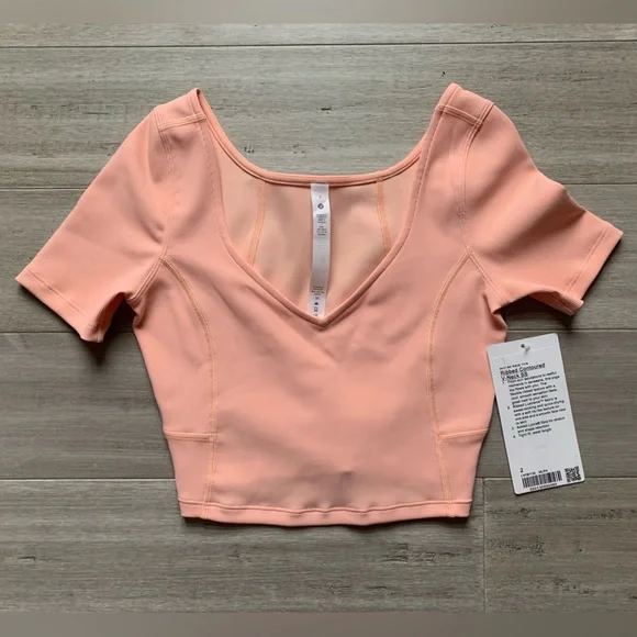 NWT 🍋 Lululemon Ribbed Contoured V-Neck Yoga Short Sleeve - Picture 6 of 8